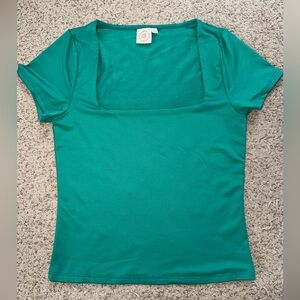 Teal Women's Square Neck Top